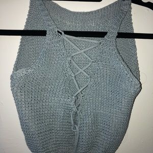 Knit lace up crop top